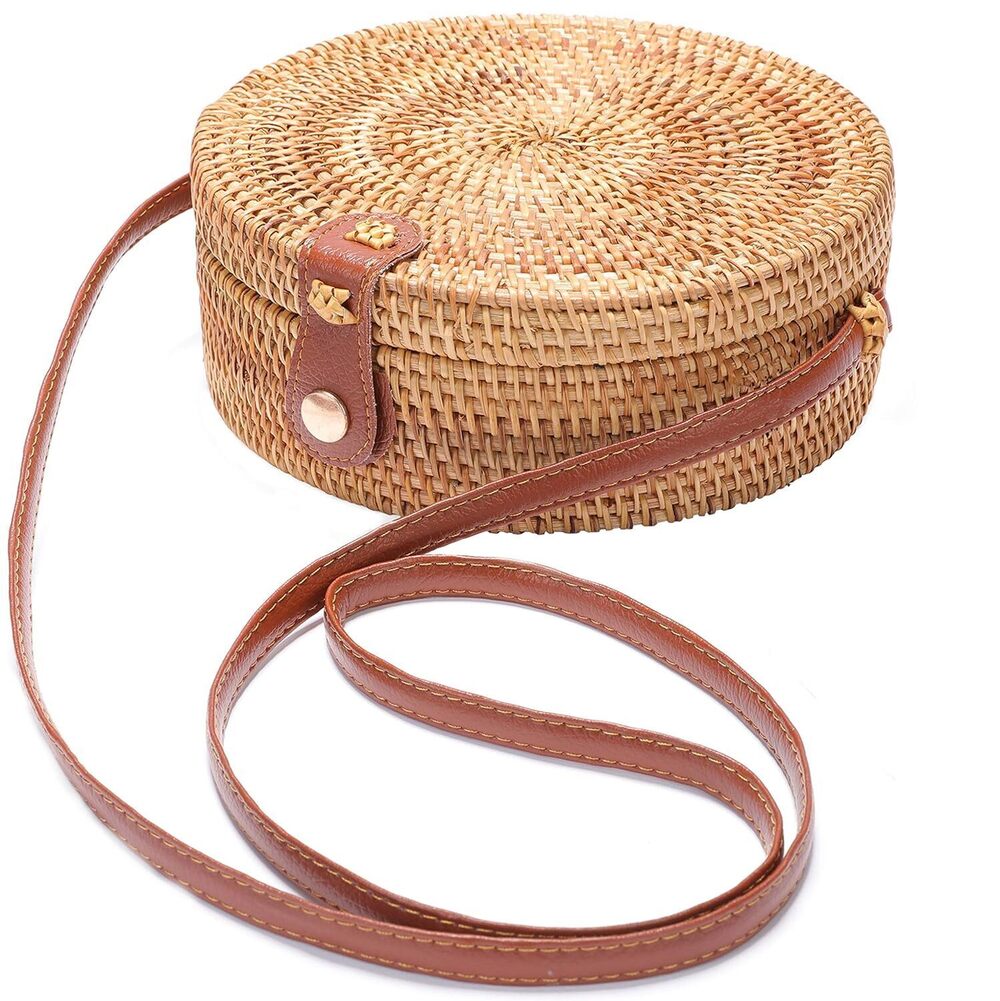 Rattan Bag Summer Purses Straw Beach Bag Woven Wicker Vacation Handbags